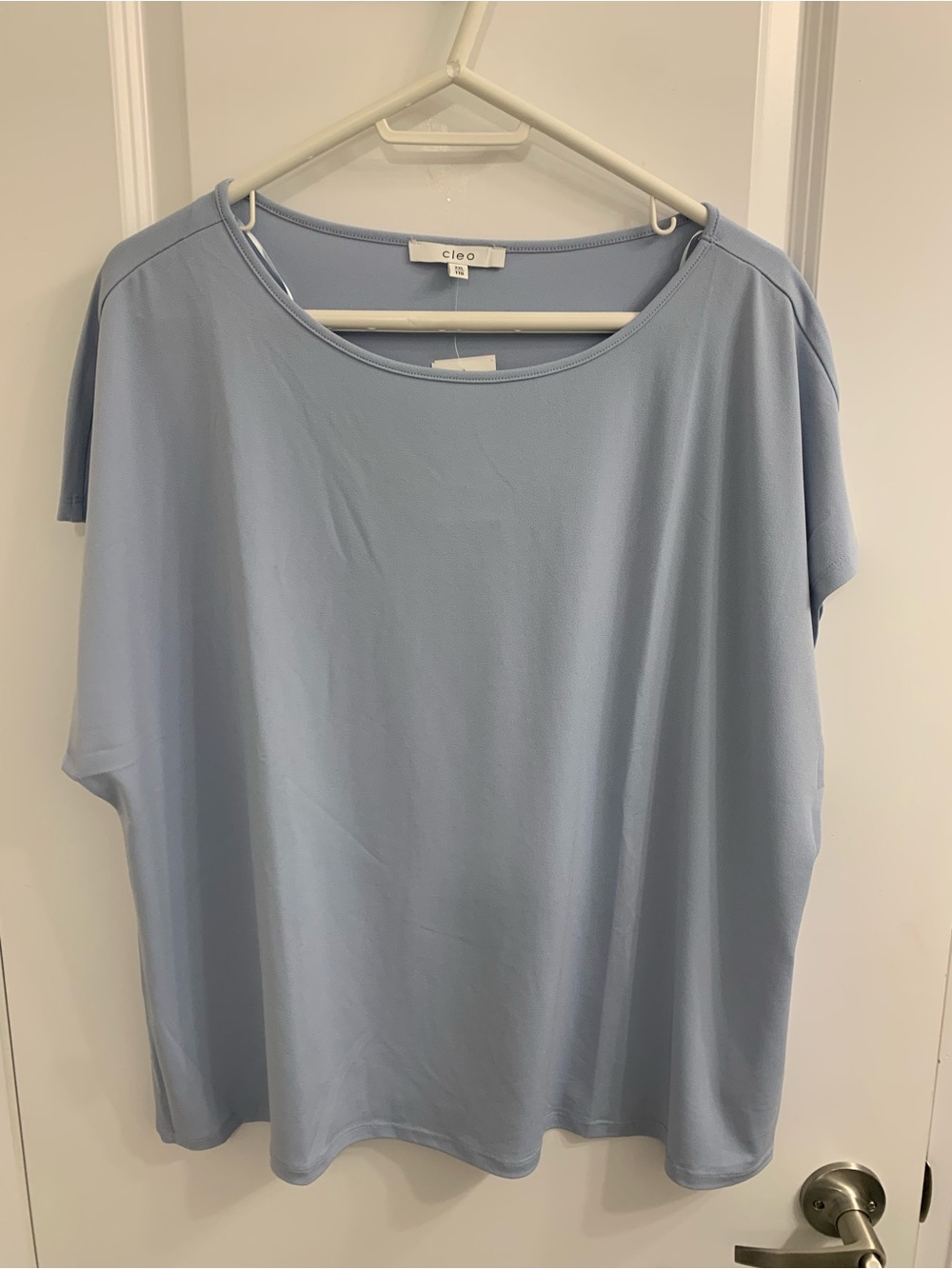 cleo Soft Pale Blue Crew Neck Top